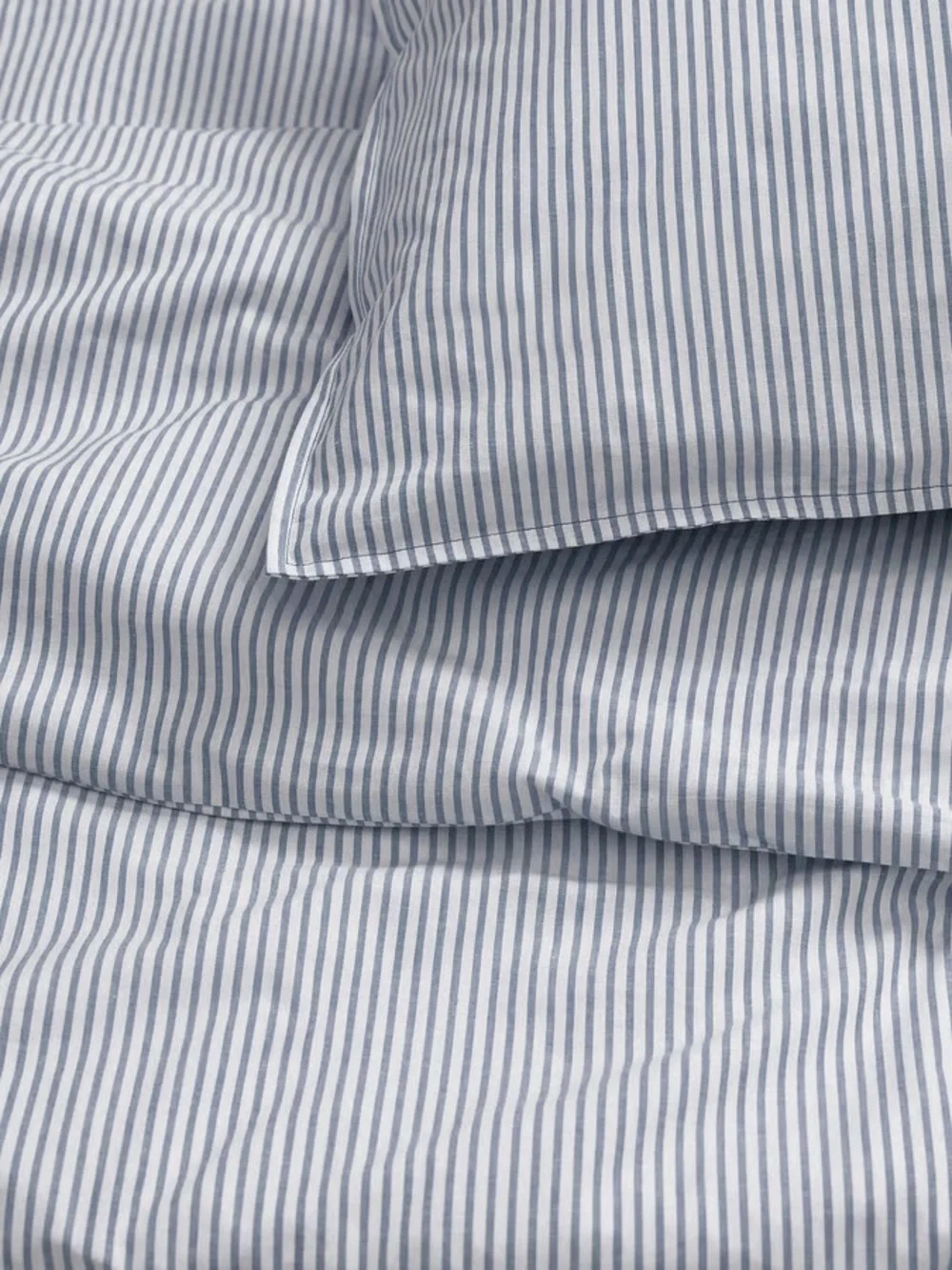 Blue and White Striped Cotton Duvet Cover Set